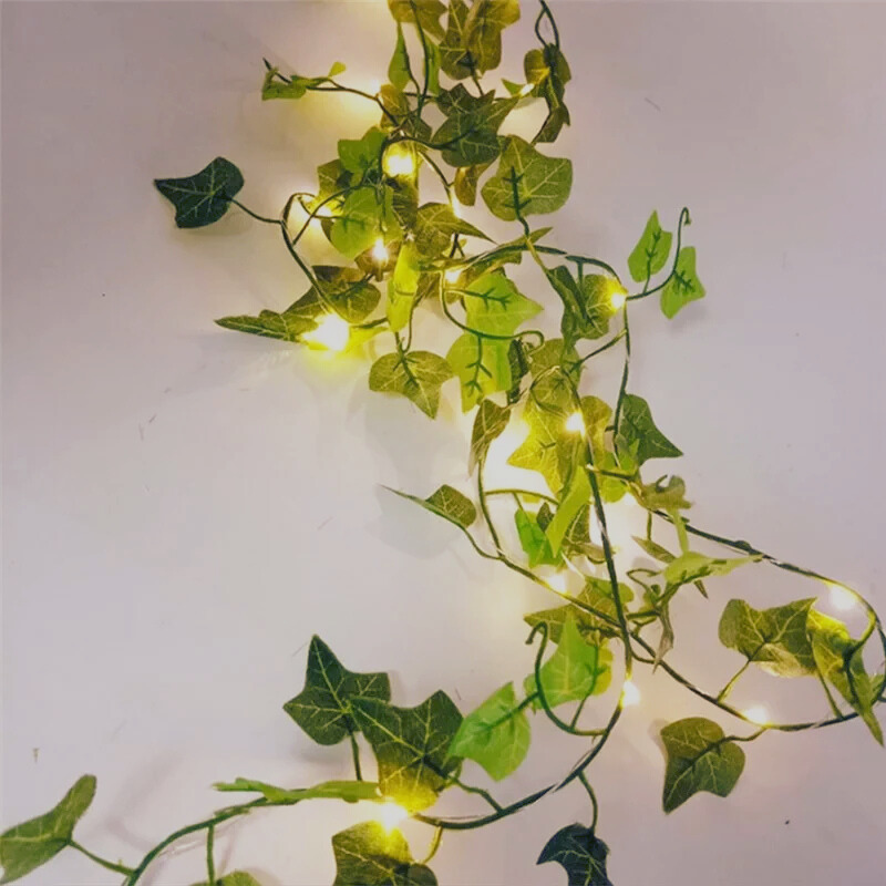 Luxeuria Luxe Green Leaf Fairy String Lights – Battery-Powered Vine Garland for Home & Holiday Decor