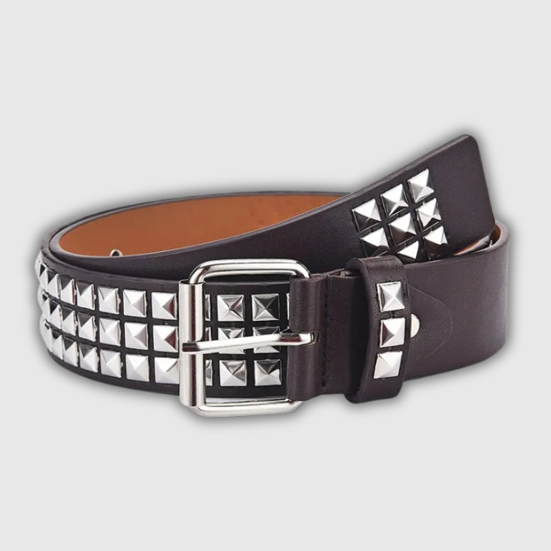 Luxeuria Luxe Square Bead Rivet Belt – Unisex Punk Pyramid Studded Y2K Belt