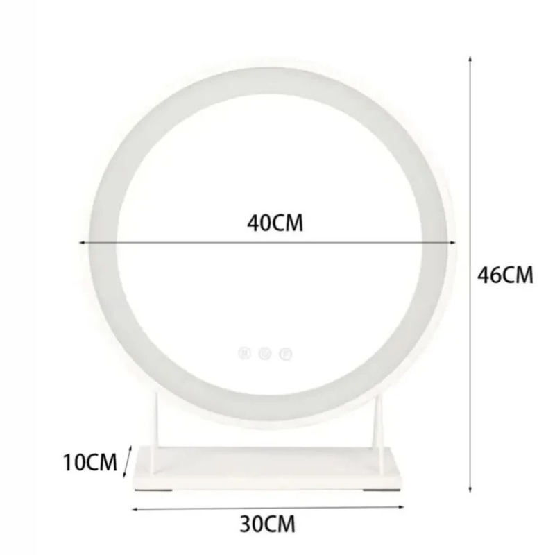 Luxeuria Luxe Round Hollywood Makeup Mirror – Touch Control with 3-Color Dimmable LED Lighting