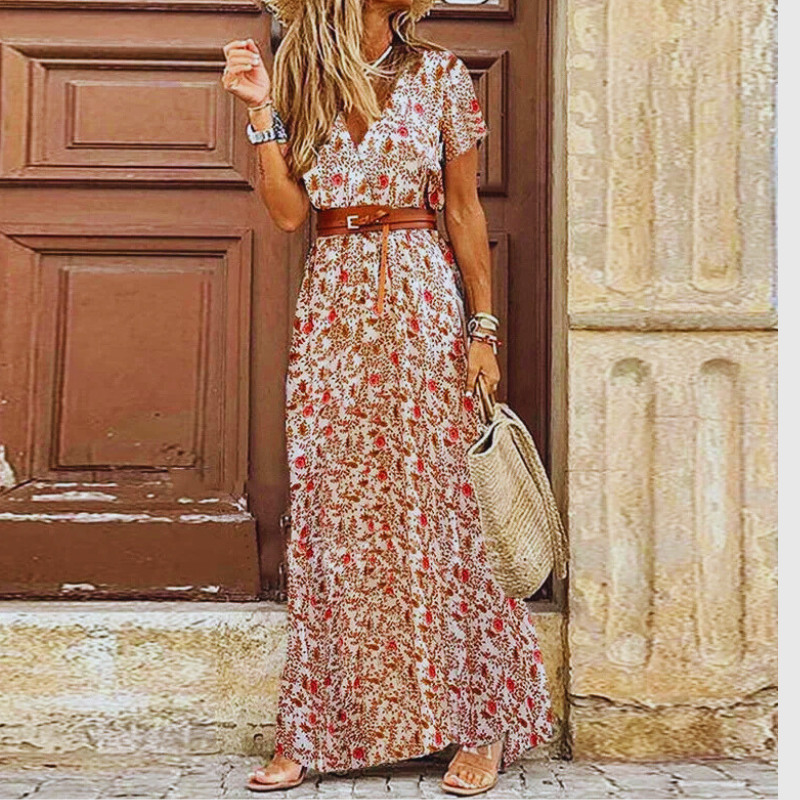 Luxeuria Luxe Bohemian Floral V-Neck Dress