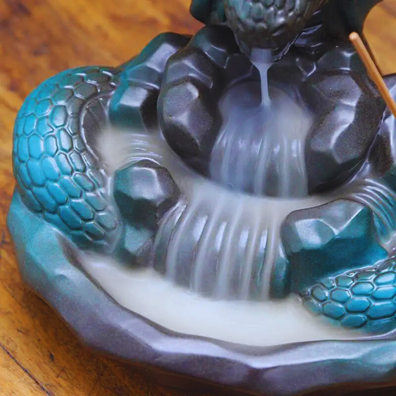 Dragon Backflow Incense Burner – Ceramic Waterfall Holder