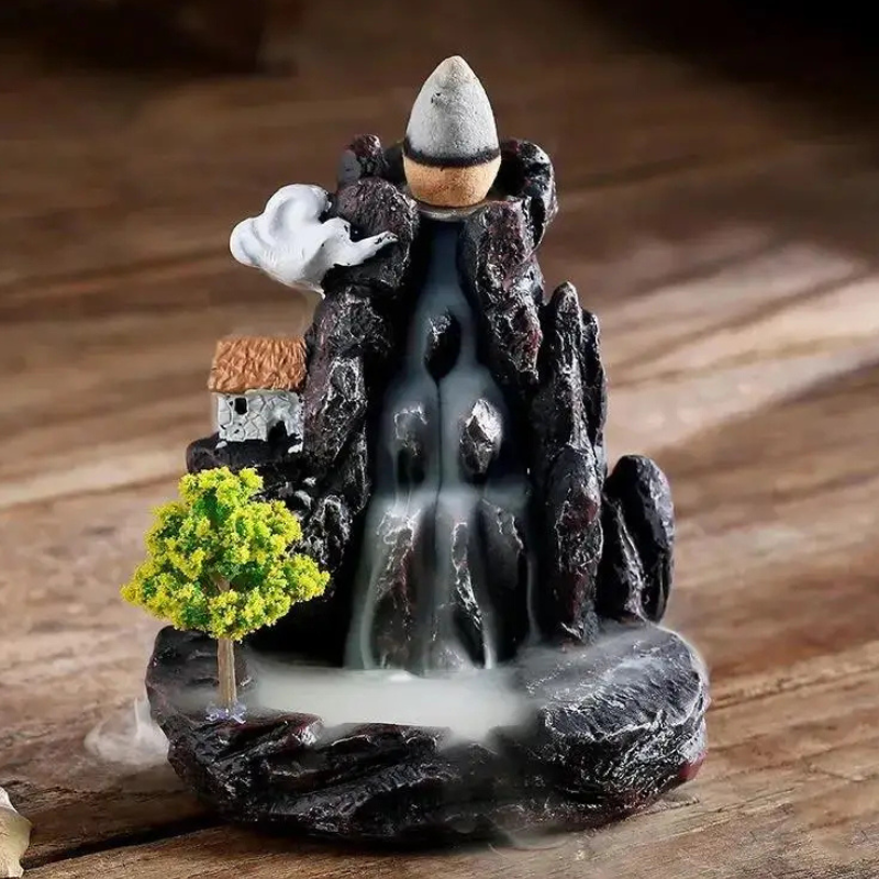 Mountain River Backflow Incense Burner – Zen Waterfall Aromatherapy Holder