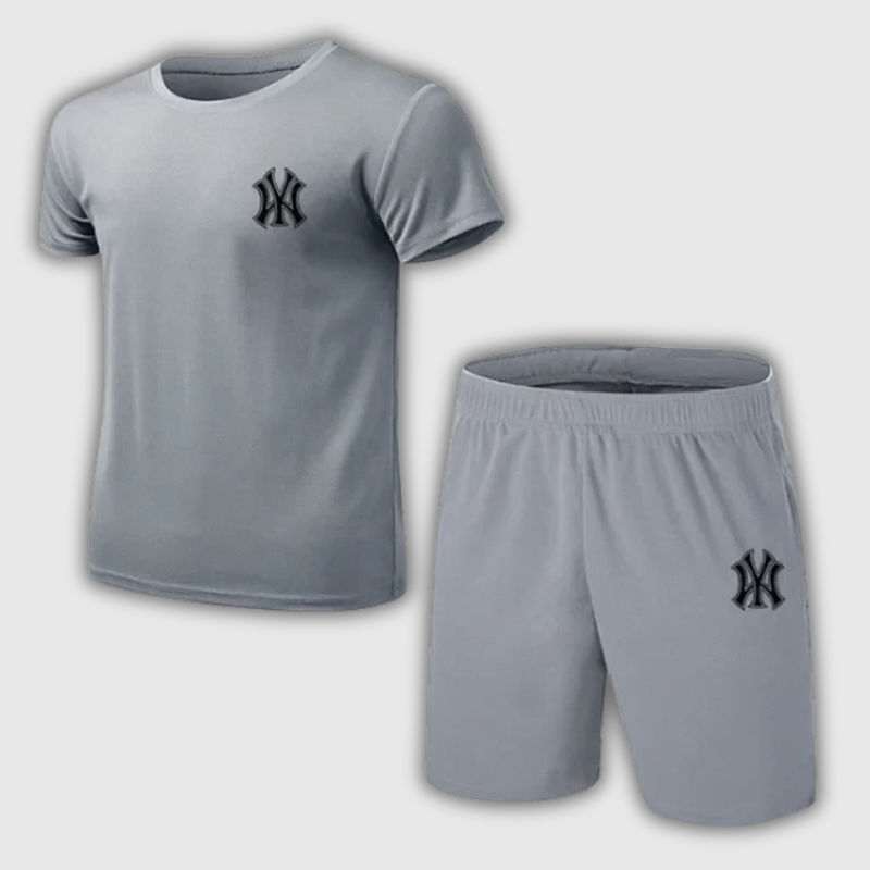 Men’s Summer Mesh Sports Set – Breathable Fitness Tracksuit (T-Shirt + Shorts)