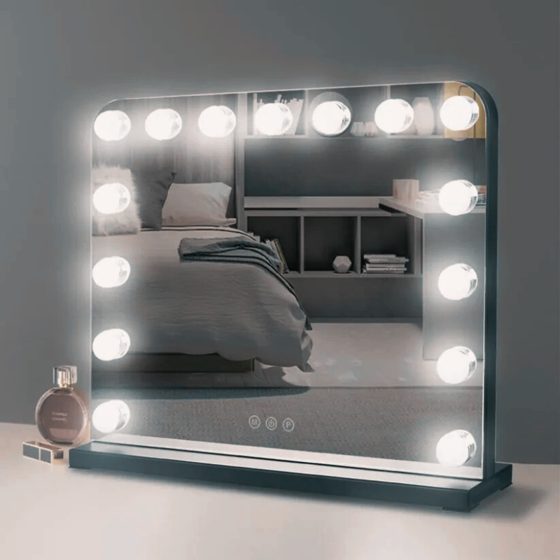 Luxeuria Luxe Wall-Mounted Rectangle Hollywood Vanity Mirror – 18 Dimmable LED Bulbs