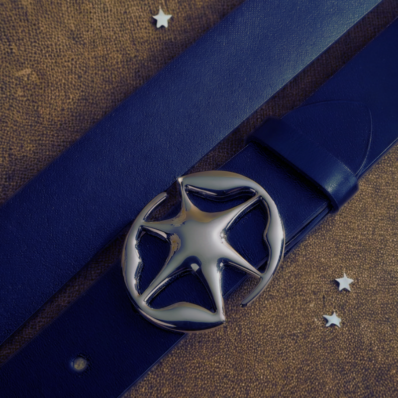 Luxeuria Luxe Y2K Star Buckle Skinny Belt – Vintage Adjustable Punk Waist Belt for Women