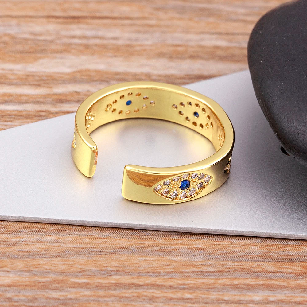 Luxeuria Luxe Dark Blue Evil Eye Zircon Ring