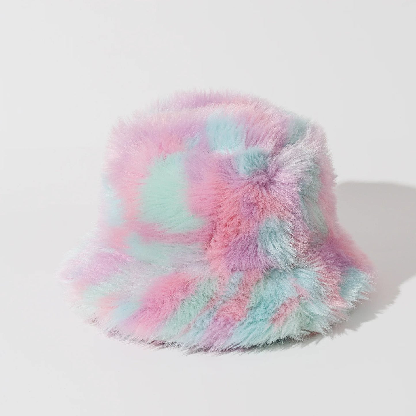 Plush Gradient Tie-Dye Bucket Hat – Warm Winter Street Style