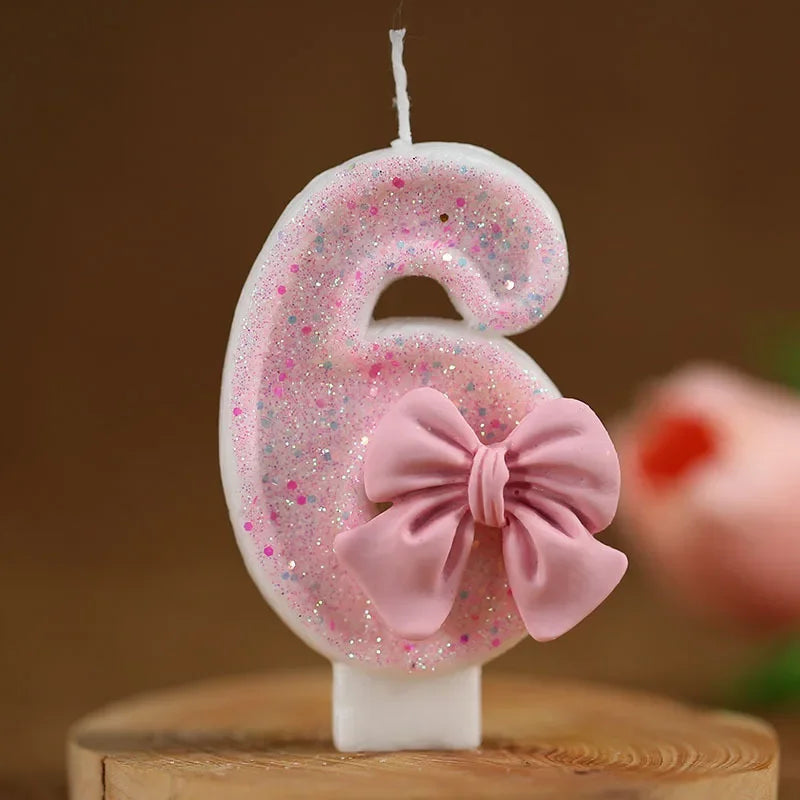Pink Bow Number Cake Candle – 3D Decorative Candle