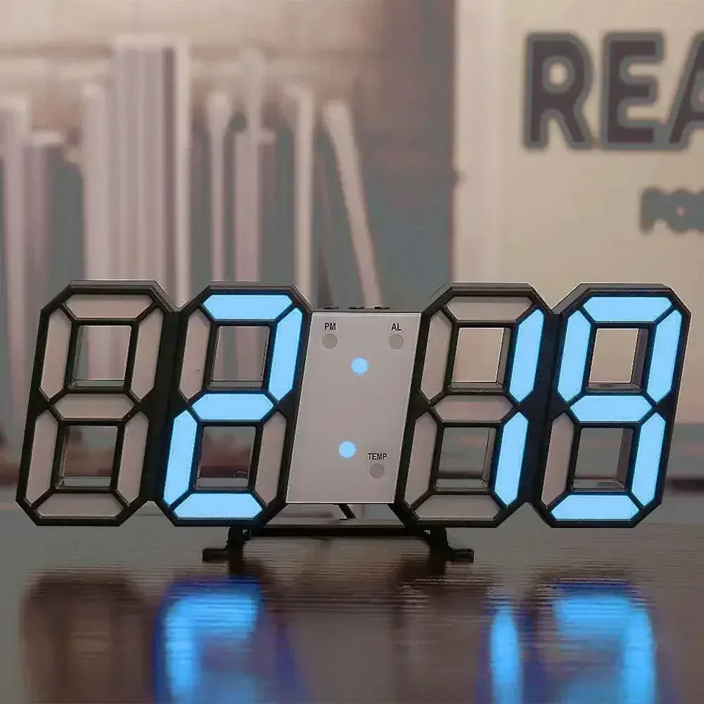 LED Digital Wall Clock with Temperature & Alarm