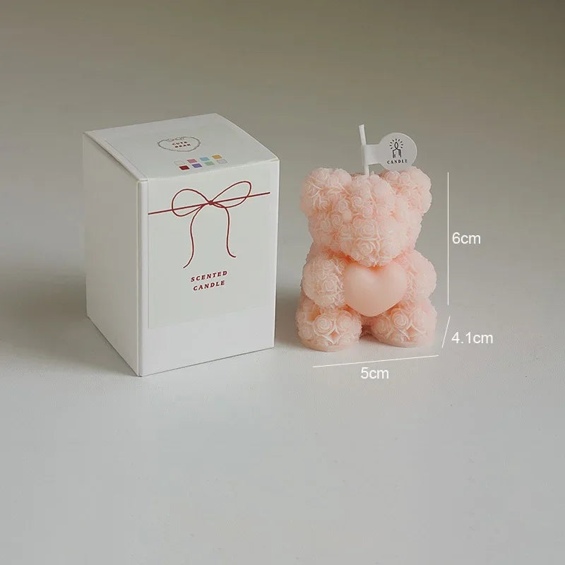Rose Bear Soy Wax Scented Candle – Romantic Gift Candle
