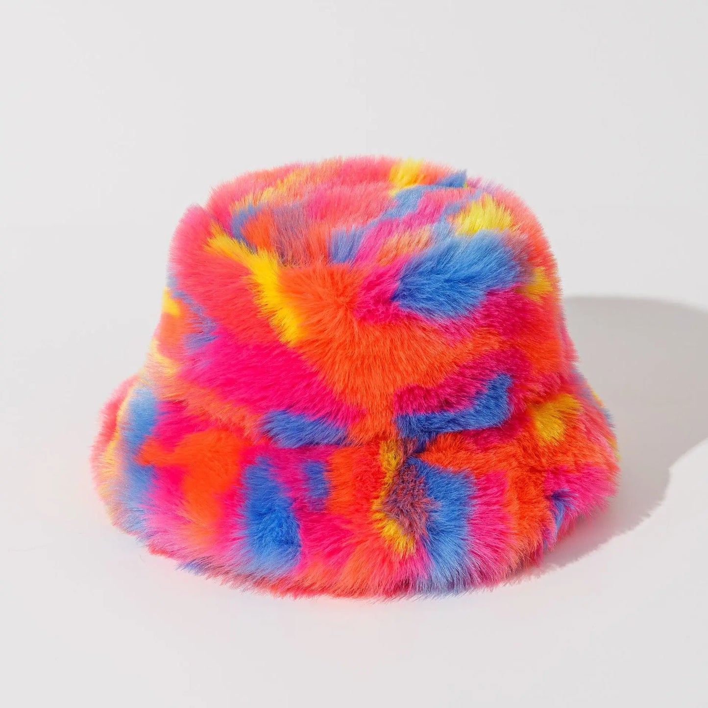 Plush Gradient Tie-Dye Bucket Hat – Warm Winter Street Style