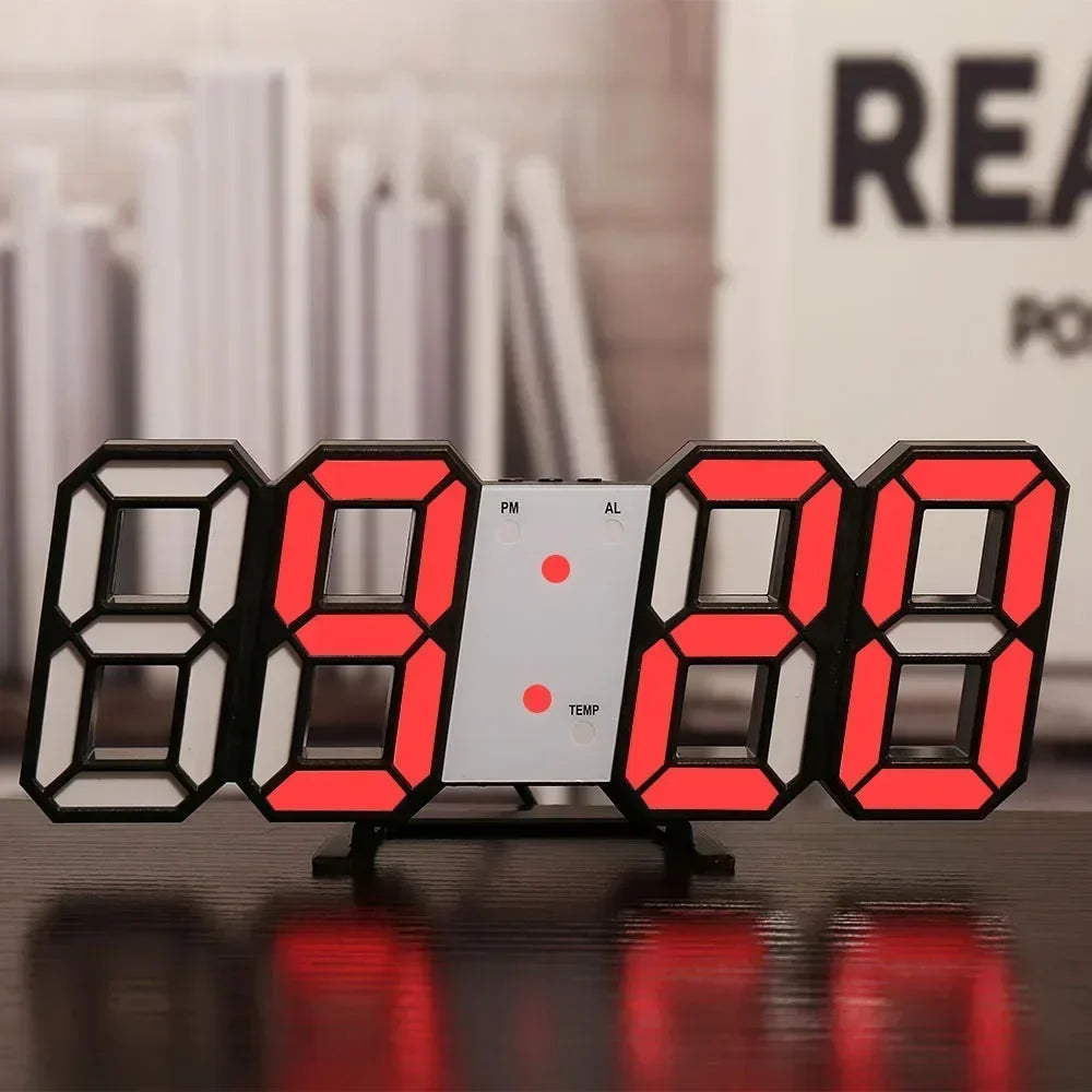 LED Digital Wall Clock with Temperature & Alarm