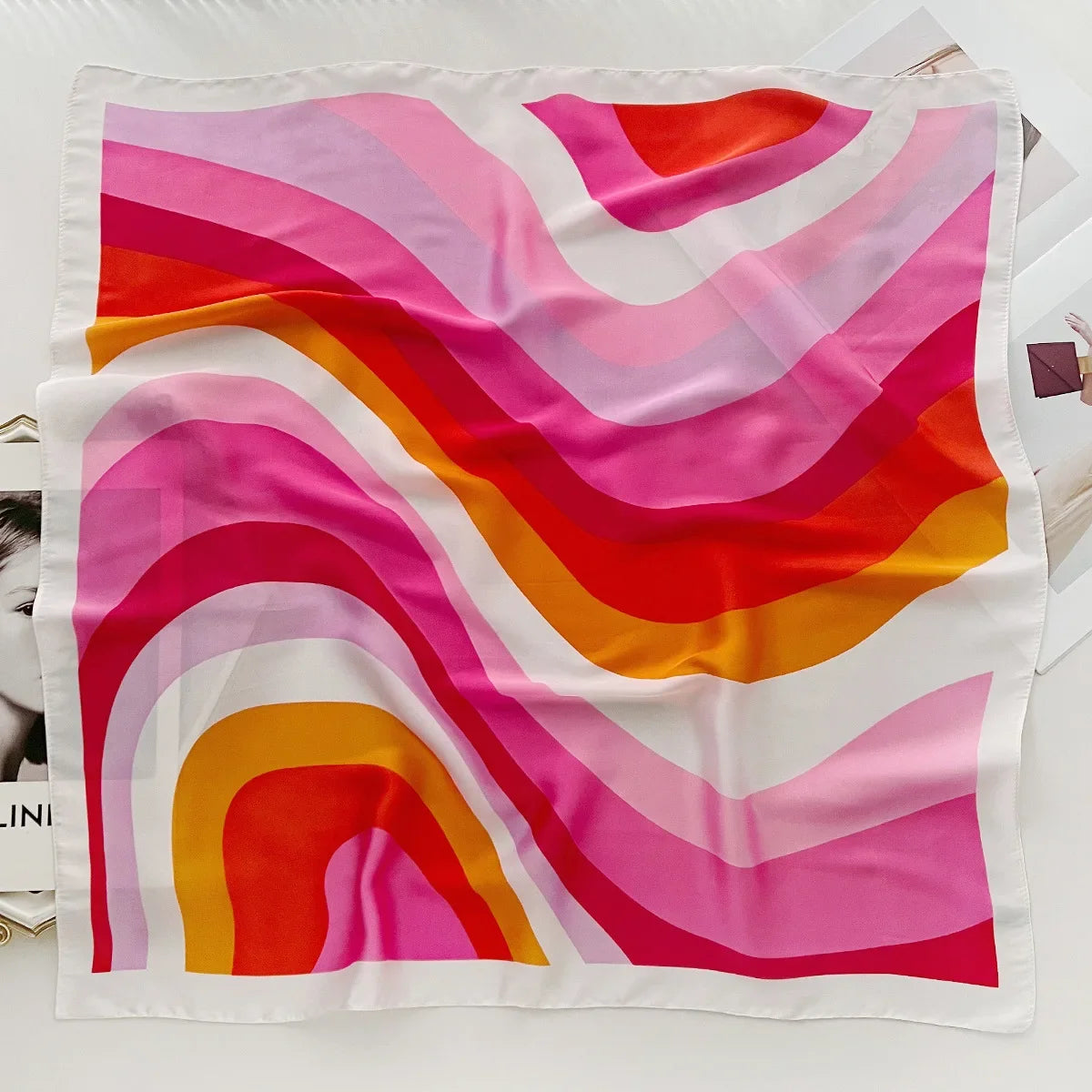 Striped Imitation Silk Square Bandana