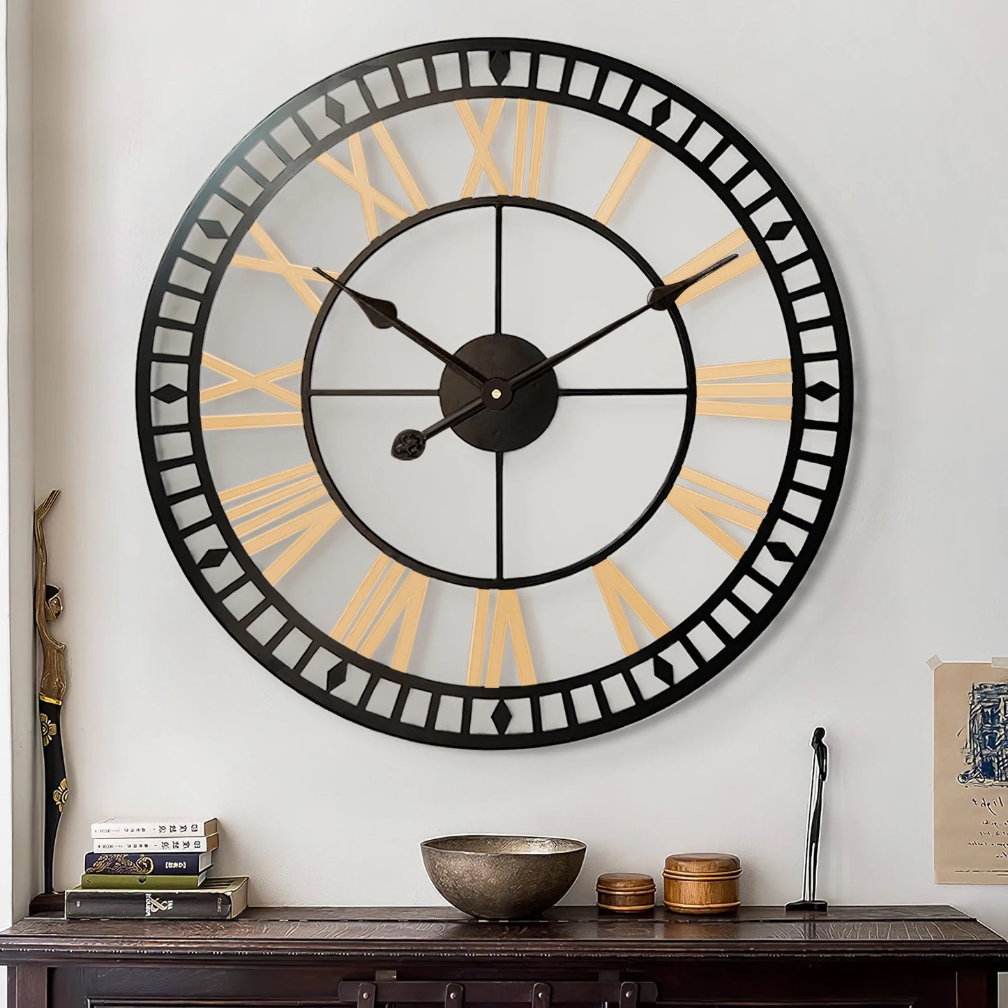 Roman Numerals Metal Wall Clock – 60/80CM