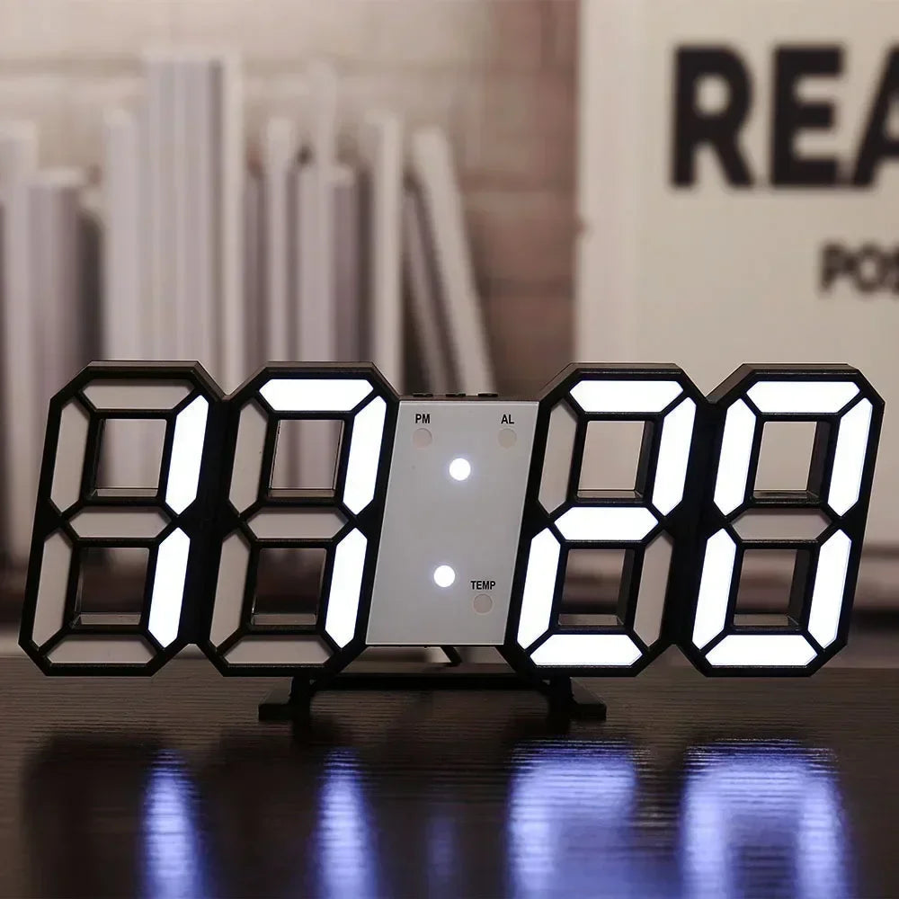LED Digital Wall Clock with Temperature & Alarm