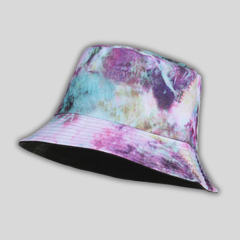 Blue Reversible Letter Print Cotton Bucket Hats – Outdoor Summer Edition