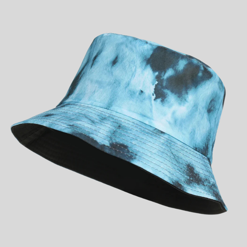 Blue Reversible Letter Print Cotton Bucket Hats – Outdoor Summer Edition