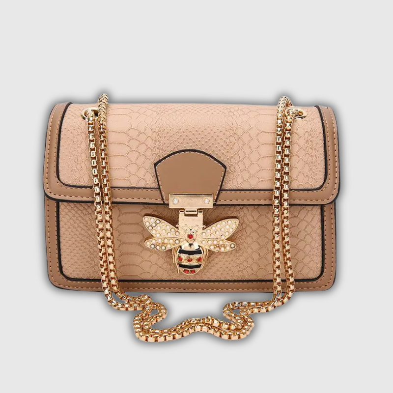 Luxeuria Luxe CrocCharm Bee Lock Leather Crossbody & Tote Bag