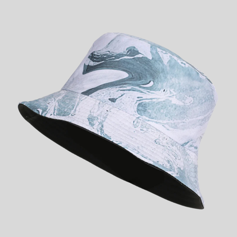 Blue Reversible Letter Print Cotton Bucket Hats – Outdoor Summer Edition