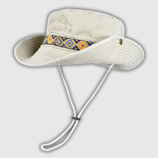Embroidered Vintage Bucket Hat – Foldable Cotton Sun Cap for Men & Women