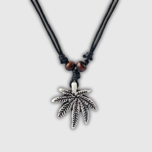 Luxeuria Luxe Rasta Resin Maple Leaf Pendant Necklace with Adjustable Black Wax Cord