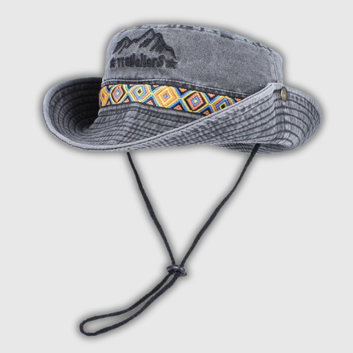Embroidered Vintage Bucket Hat – Foldable Cotton Sun Cap for Men & Women