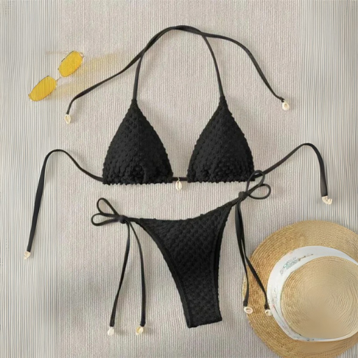 Brazilian Bandage Triangle Bikini Set – Black or White