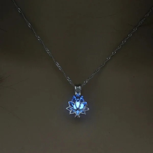 Luxeuria Luxe Glowing Moon Lotus Pendant Necklace