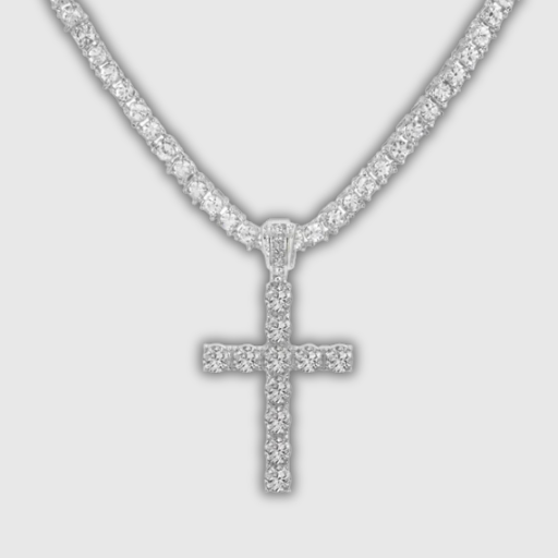 Luxeuria Luxe Hip Hop Cross Pendant Necklace with 4mm Zircon Tennis Chain