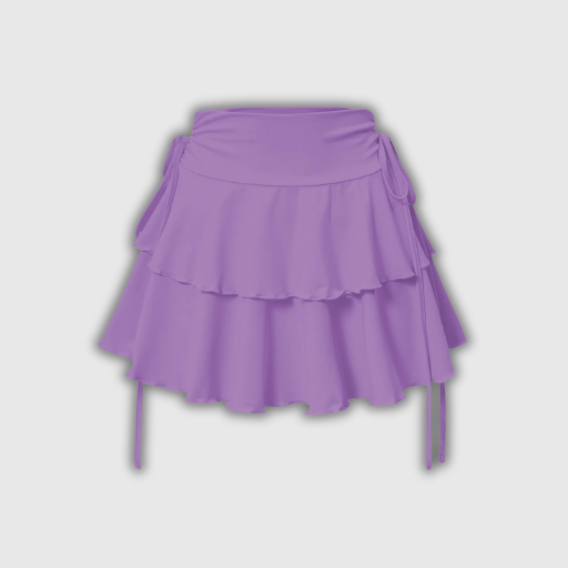 High Waist Solid Mini Skirt with Lace-Up Detail