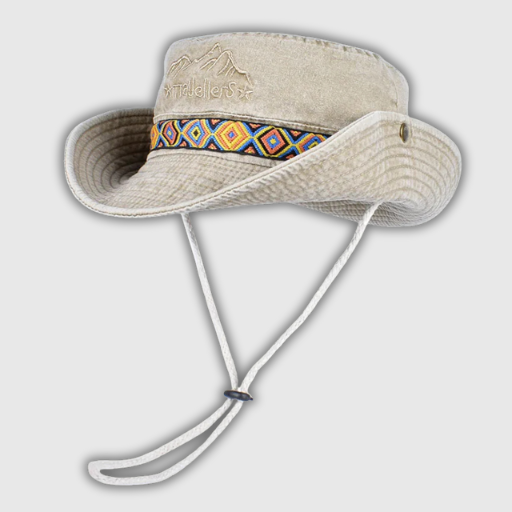 Embroidered Vintage Bucket Hat – Foldable Cotton Sun Cap for Men & Women