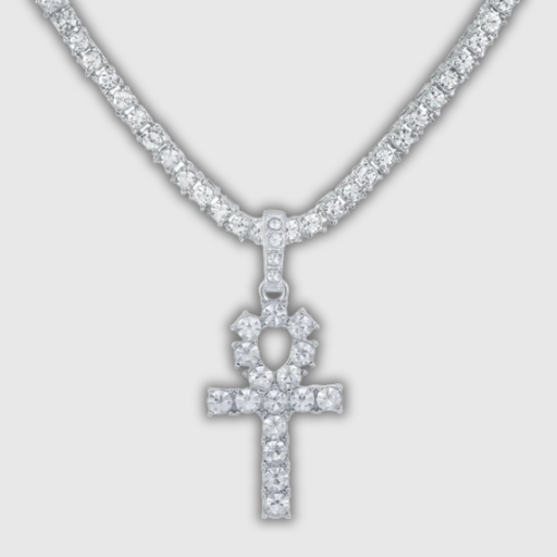 Luxeuria Luxe Hip Hop Cross Pendant Necklace with 4mm Zircon Tennis Chain