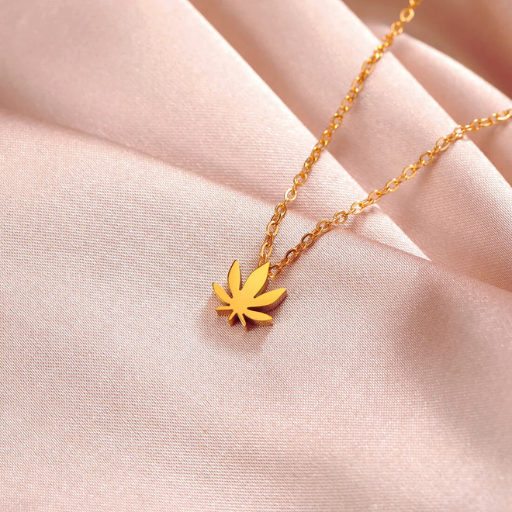 Luxeuria Luxe Maple Leaf Pendant Stainless Steel Necklace
