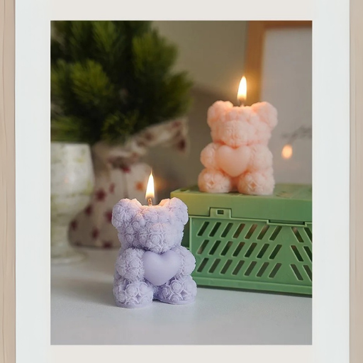 Rose Bear Soy Wax Scented Candle – Romantic Gift Candle