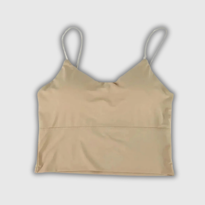 Women’s Sexy Solid Color Ice Silk Camisole – Seamless Padded Bralette Tank Top