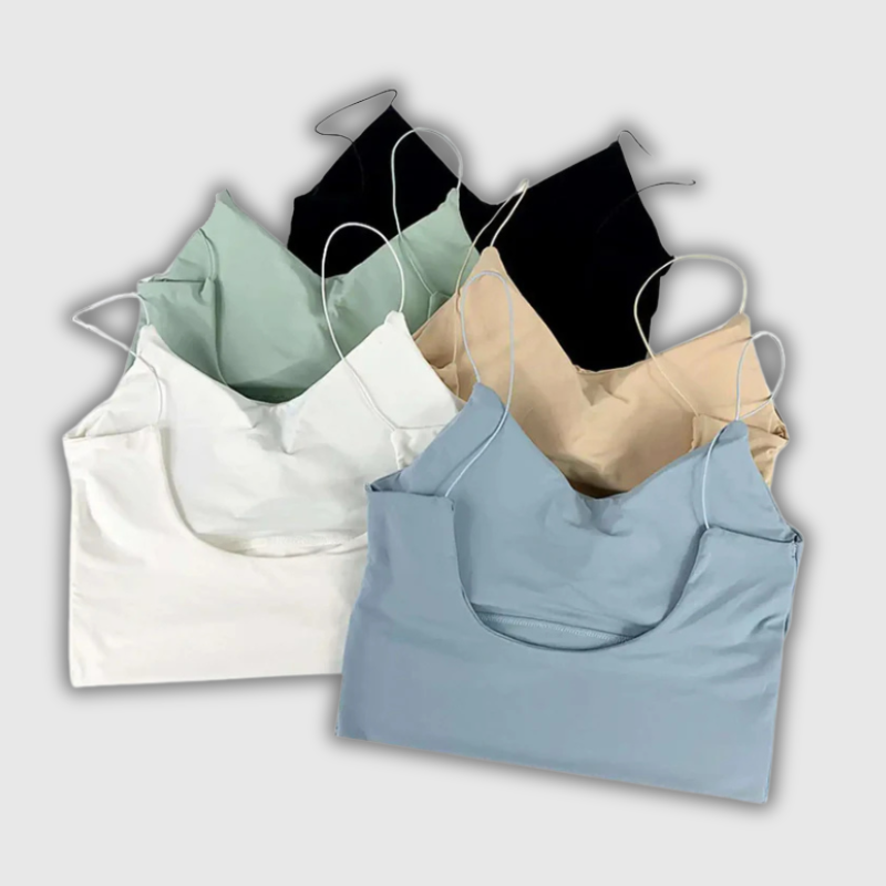 Women’s Sexy Solid Color Ice Silk Camisole – Seamless Padded Bralette Tank Top