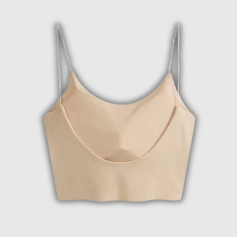 Women’s Sexy Solid Color Ice Silk Camisole – Seamless Padded Bralette Tank Top