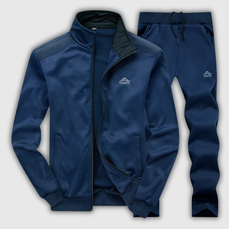 Men’s Embroidered Jogging Tracksuit — Zip Jacket & Pants Set