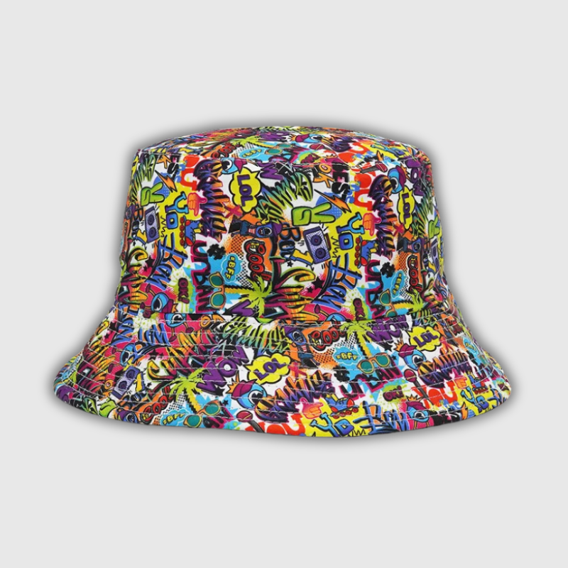 Unisex Graffiti Letter Print Bucket Hat – Sunscreen Streetwear Edition