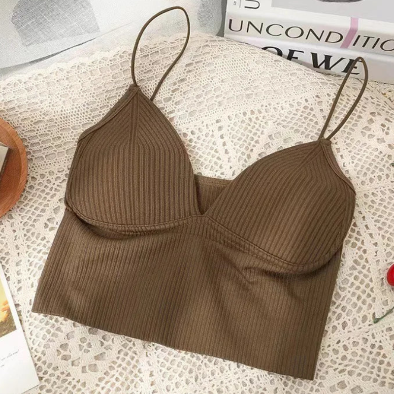 Seamless Bandeau Crop Top – Sleeveless Sports Bra Tube for Women