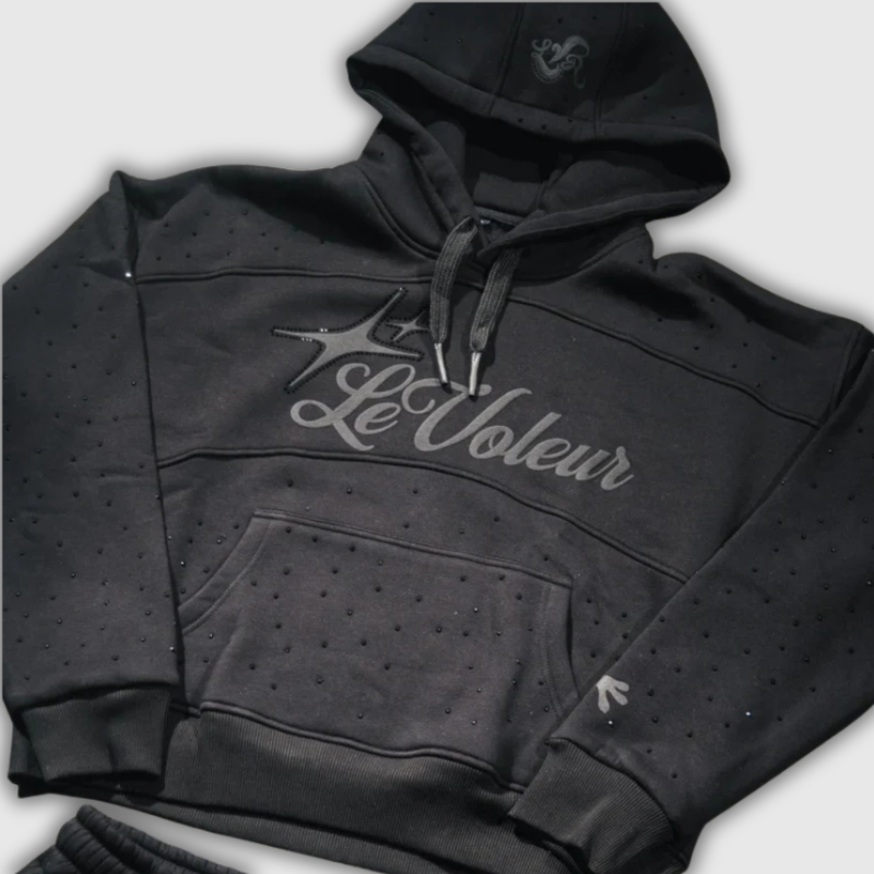 Streetwear Rhinestone Hip Hop Two-Piece Set – Hoodie & Sweatpants