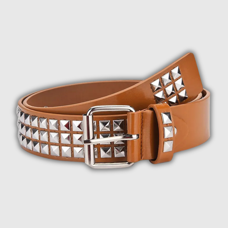 Luxeuria Luxe Square Bead Rivet Belt – Unisex Punk Pyramid Studded Y2K Belt