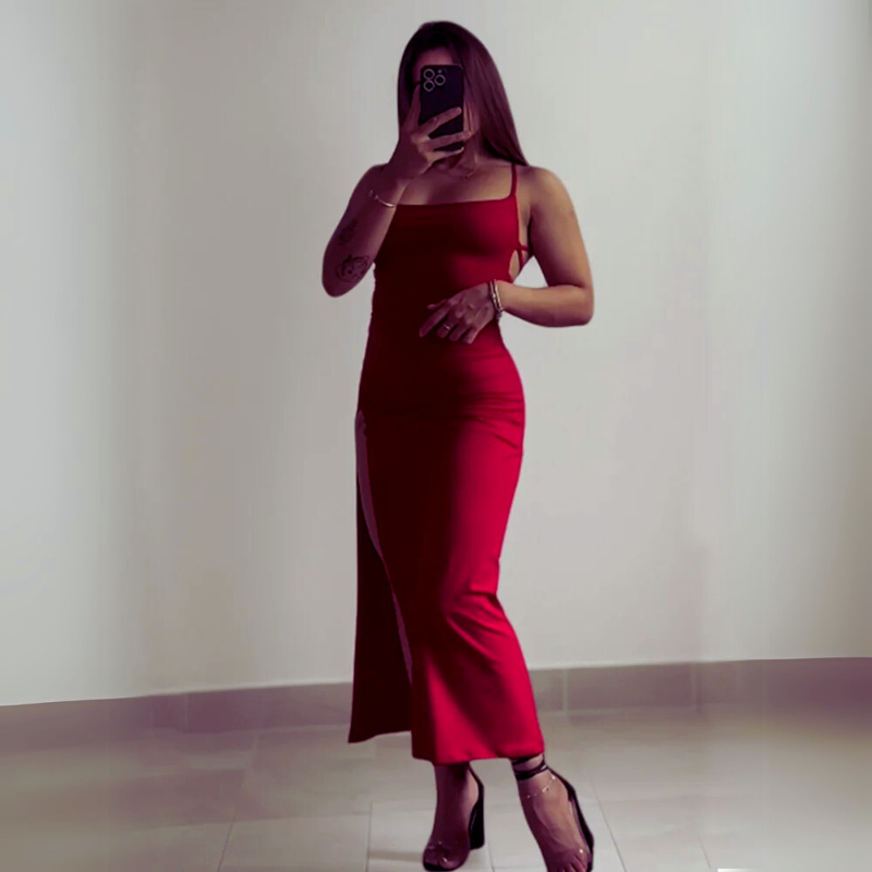 Luxeuria Luxe Halter Strap Sheath Dress – Summer Streetwear Spice Girl Fit