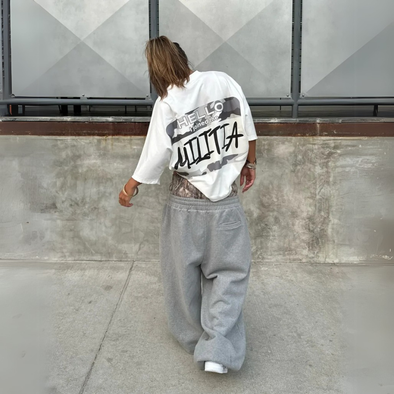 Y2K Camouflage Embroidered Streetwear Sweatpants – Unisex Baggy Wide Leg