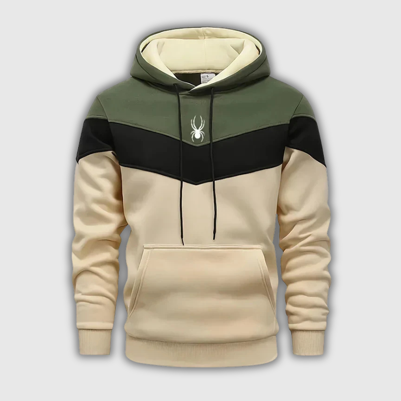 Men’s Tricolor Fleece Tracksuit — Patchwork Hoodie & Joggers Set