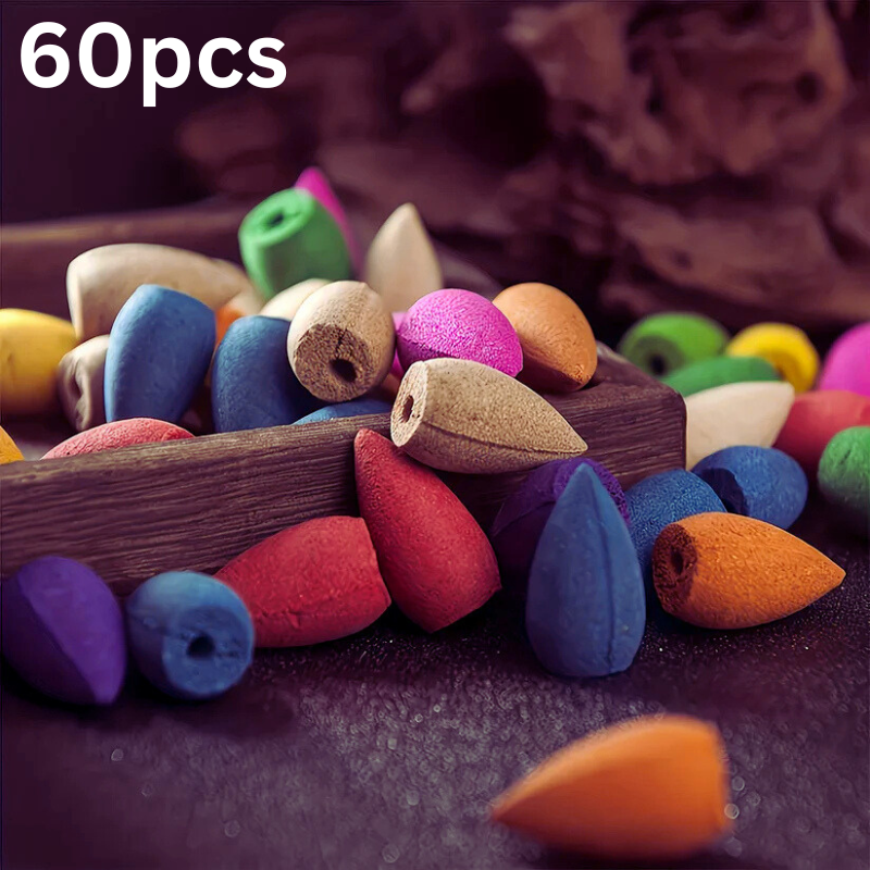Mountains River Waterfall Reflux Backflow Incense Burner Fountain Resin Aromatherapy Smoke Censer with 60 Incense Cones