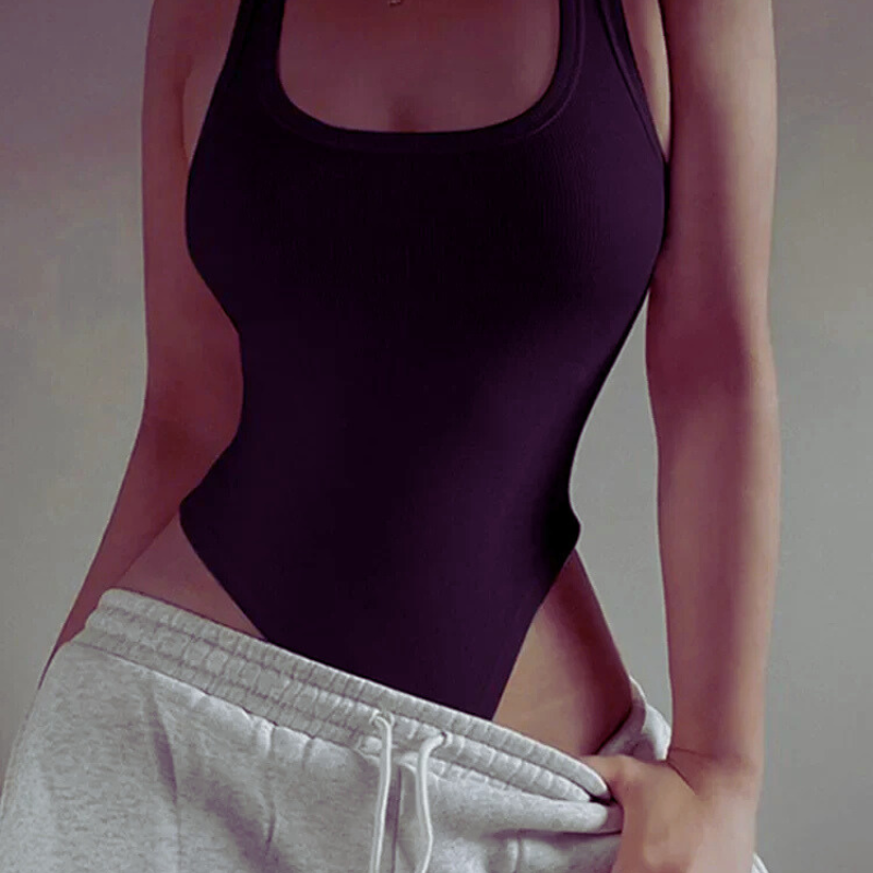 Sleeveless Knit Halter Bodysuit – Summer Streetwear Club Style