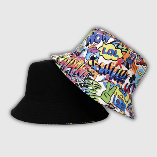 Unisex Graffiti Letter Print Bucket Hat – Sunscreen Streetwear Edition