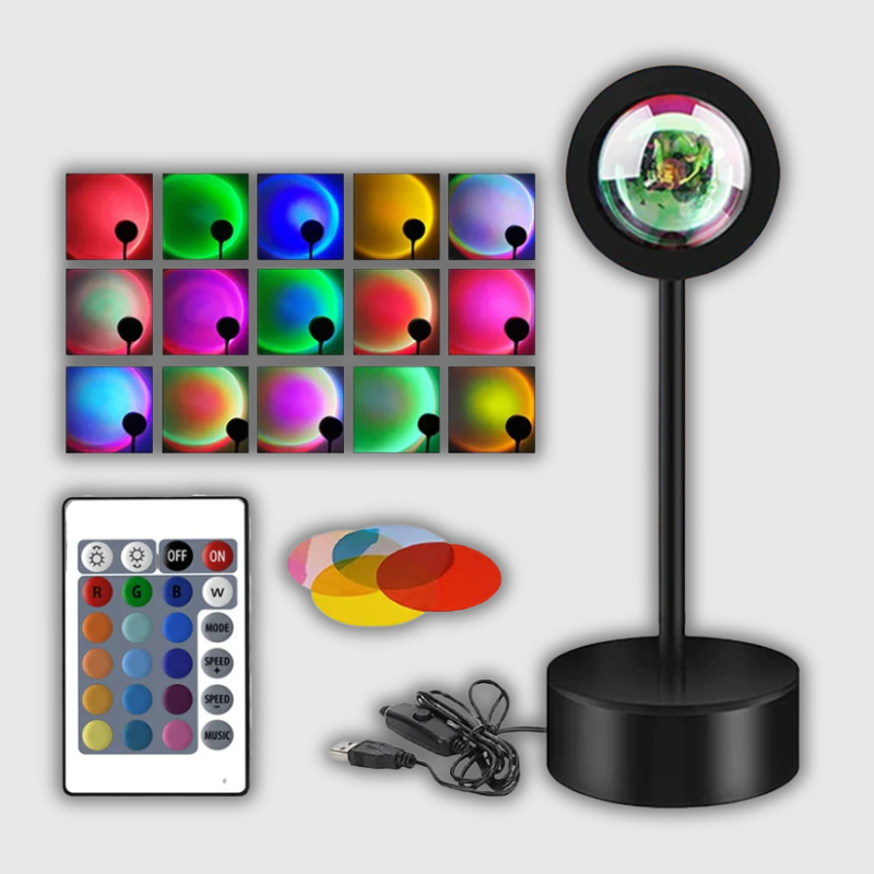 Smart Sunset Projection Lamp with App & Remote – LED Mood Light for Bedrooms and Photography