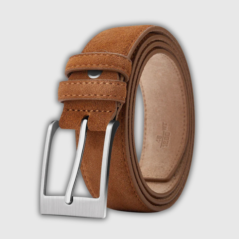 Luxeuria Luxe Genuine Cow Leather Plaid Pin Buckle Belt – Unisex Classic Style